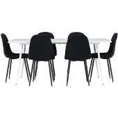 Ebuy24 Silar eethoek tafel 90x180cm en 6 teddy stoelen wit.