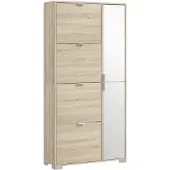 HOMCOM -Klapbare schoenenkast-82x30x168cm-Spaanplaat-Eiken