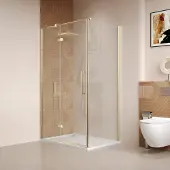 Saniclear Pure douchecabine 80x80cm geborsteld messing - mat goud