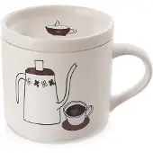 Orion - Porseleinen Mok - Met Deksel - 420ml - Beige