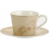 Elegant Merkloos Elegante Porseleinen Kop en Schotel 240ml Beige Goud