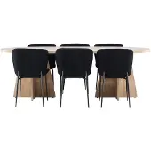 Ebuy24 Bootcut eethoek tafel 115x230cm en 6 teddy stoelen naturel.