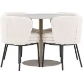 Ebuy24 Lycke eethoek tafel Ø110cm en 4 bouclé stoelen beige.