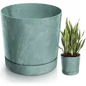 Prosperplast Tubo Beton Effect Pot met Schotel 15cm - Stijlvol Grijs Kunststof