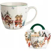 Duo Keramiek Mok "Christmas Village" 460ml - Feestelijke Collectie