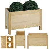 Houten bloembak kruidentuin met verstelbare bodem 40x60x30cm