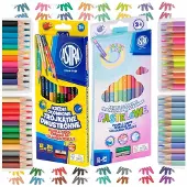 Astra Dubbelzijdige Kleurpotloden Set - 48 Pastel & Basis Kleuren