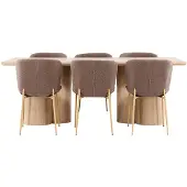 Ebuy24 Olivia eethoek tafel 100x210cm en 6 teddy stoelen naturel.