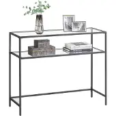 Vasagle Consoletafel met 2 planken, Zwart