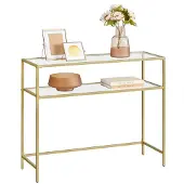 Vasagle Consoletafel met 2 planken, Goudkleurig