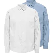 Only & Sons Overhemd 'ONSFLORIA' hemelsblauw / wit