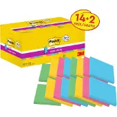 Post-It sticky notes Super Sticky Z-Notes R330S16, B 76 x D 76 mm, PEFC papier, gekleurd, 14 + 2 pads gratis, 90 vellen/pad