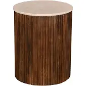 Giga Meubel Bijzettafel Davi Marmer Donkerbruin Rond 45cm
