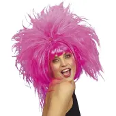 Merkloos Mega grote roze fun pruik - Verkleedpruiken