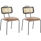 Beliani ADELANTO - Set van 2 eetkamerstoelen - Bruin - Kunstleer