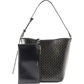 Calvin Klein Schoudertas 'Emblem Print' beige / zwart