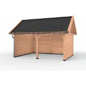 Westwood Douglas overkapping zadeldak, 600 x 400, met achterwand en twee zijwanden, Ruiter Premium