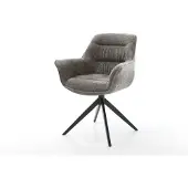 DELIFE Draaistoel Kaira-Flex bouclé zacht mud kruisframe breed zwart 360° draaibaar rocker-functie