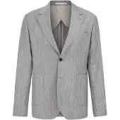 Van Gils - Heren slim fit blazer van linnenmix met krijtstreep - Slim Fit - Grijs - Linnen - Maat: 48