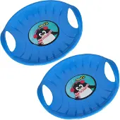 KOTARBAU 2 stuks Glijschotel, Sneeuwschijf, Kunststof, 60 cm, Blauw, Sneeuw Slee, met Handgrepen, voor Kinderen en Volwassenen, Schotel Slee Plastic, Bobsleeën, Sneeuwglijder, Duurzaam