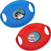 KOTARBAU 2 Glijschotel, Sneeuwschijf, Kunststof, 60 cm, Blauw & Rood, Sneeuw Slee, met Handgrepen, voor Kinderen en Volwassenen, Schotel Slee Plastic, Bobsleeën, Sneeuwglijder, Duurzaam