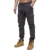 Enzo | Heren Cargo Jogger Jeans - Khaki