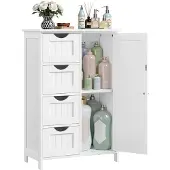 Vasagle Badkamermeubel met 4 lades en 1 kast met verstelbare plank, Wit