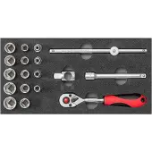 Gedore R22150020 Dopsleutelset 3/8 (10 mm), 1/2 (12.5 mm) 18-delig