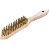 Lessmann Handborstel, lengte 290 mm, met beklede borstelharen van 0,35 mm dik koperdraad. Totale lengte: 140 mm. 5 rijen borstelharen