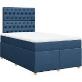 vidaXL Boxspring met matras stof blauw 120x200 cm
