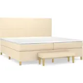 vidaXL Boxspring met matras stof crèmekleurig 200x200 cm