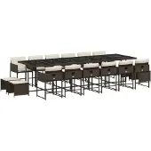 Syfax 17-delige Tuinset met kussens poly rattan bruin
