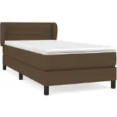 vidaXL Boxspring met matras stof donkerbruin 90x200 cm