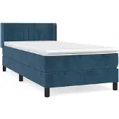 vidaXL Boxspring met matras fluweel donkerblauw 90x200 cm
