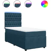 vidaXL Boxspring met matras fluweel blauw 90x190 cm