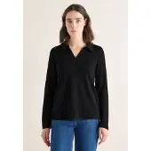 Cecil Dames Poloshirt met gebreide look - Zwart - M