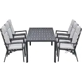 Garden Impressions Kasper tuinset 7-delig - tuintafel 220x93 cm donker grijs