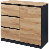 En.casa Commode Kyr met 80x40x75 cm zwart en eikenkleurig []