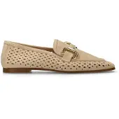 Manfield Beige leren loafers met gouden chain | Maat 42