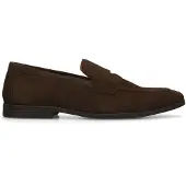 Manfield Donkerbruine suède loafers | Maat 44