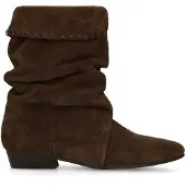 Manfield Donkerbruine suède slouchy enkellaarsjes | Maat 38
