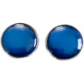Charme Bijoux Clip oorbellen-Extra groot-Blauw-Zilverrand 2 5 cm- geen gaatje-