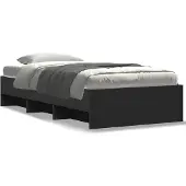 vidaXL Bedframe bewerkt hout zwart 75x190 cm