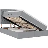 vidaXL LED opbergbed met matras Lichtgrijs 140 x 200 cm Stof