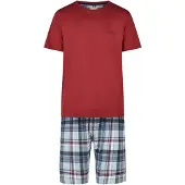 Phil&Co. Pyjama kort ' Classic ' blauw / lichtblauw / rood / offwhite