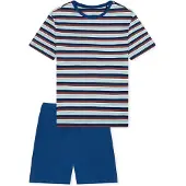 Schiesser Nachtkledij ' Nightwear ' donkerblauw / offwhite
