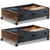 Vevor Opbergtas voor onder het bed (2 stuks). Oprolbaar (650 x 460 x 180 mm). Onderbedcontainer met vergrendelbare wielen. Mobiele opbergbox voor kleding