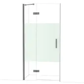 Maxaro Diamond Douchedeur | 100 cm Zwart metaal Helder met matte strook Draaideur