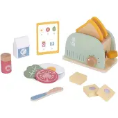 Tooky Toy Wooden Toaster Set 14 Pieces Roze