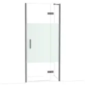 Maxaro Diamond Douchedeur | 90 cm Zwart metaal Helder met matte strook Draaideur